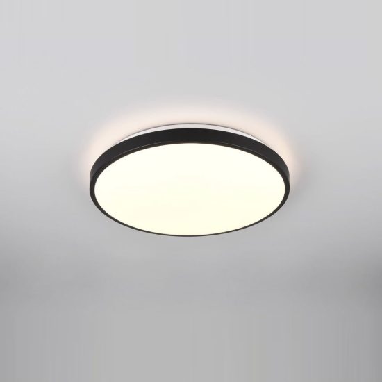Plafoniera led 22w 3000k con sensore di movimento crepuscolare rotonda bianca con bordo nero
