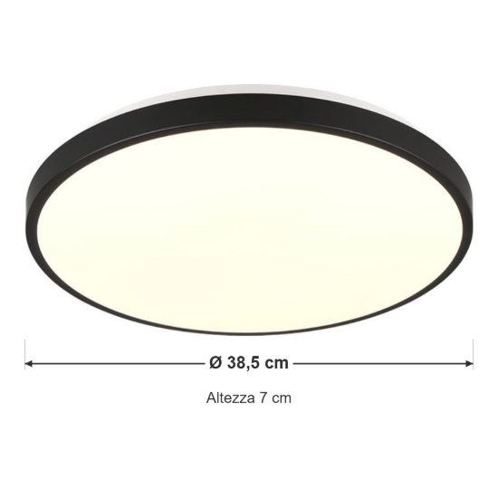 Plafoniera led 22w 3000k con sensore di movimento crepuscolare rotonda bianca con bordo nero