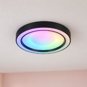 Plafoniera piccola led 22w cct 2700k 6000k rgb con telecomando nera effetto cielo stellato