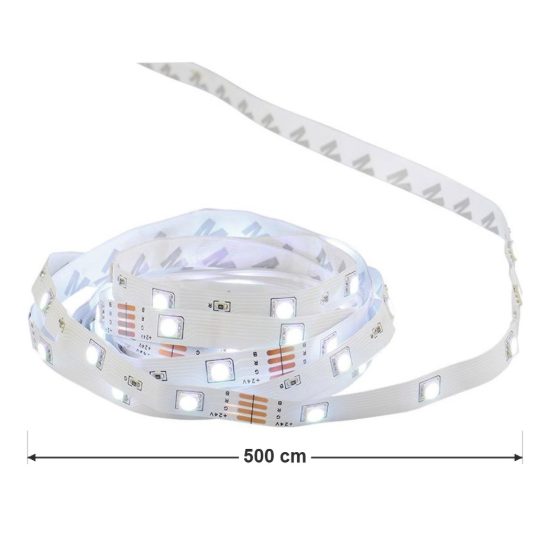 Striscia led 18w rgb con telecomando 5m tagliabile bianca