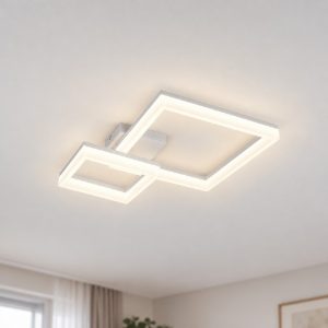 Plafoniera led 22w 4000k per corridoio moderna a doppio quadrato bianca