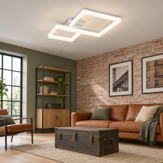 Plafoniera led 22w 4000k per corridoio moderna a doppio quadrato bianca