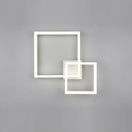 Plafoniera led 22w 4000k per corridoio moderna a doppio quadrato bianca