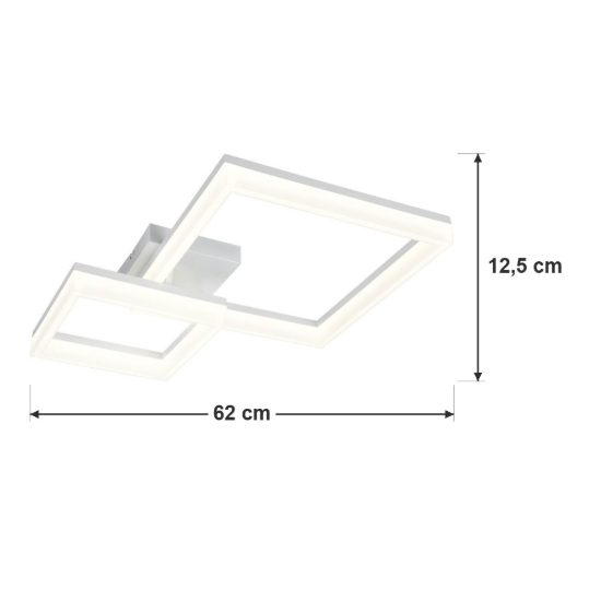 Plafoniera led 22w 4000k per corridoio moderna a doppio quadrato bianca