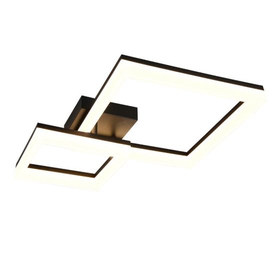 Plafoniera led 22w 3000k per corridoio moderna a doppio quadrato nera