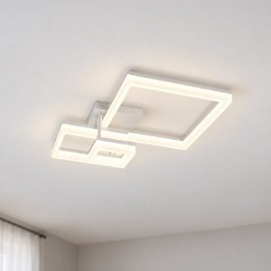 Plafoniera led 32w 4000k per corridoio moderna a triplo quadrato bianca