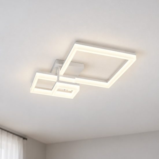 Plafoniera led 32w 4000k per corridoio moderna a triplo quadrato bianca