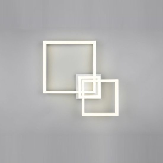 Plafoniera led 32w 4000k per corridoio moderna a triplo quadrato bianca
