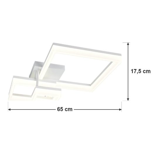 Plafoniera led 32w 4000k per corridoio moderna a triplo quadrato bianca