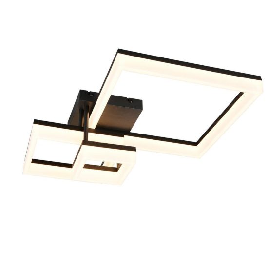 Plafoniera led 32w 3000k per corridoio moderna a triplo quadrato nera