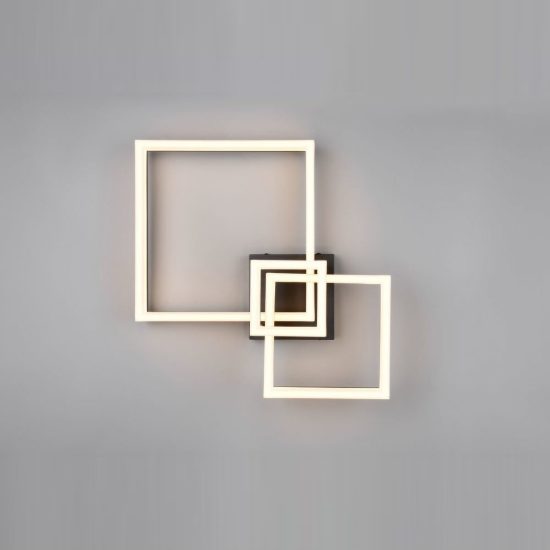 Plafoniera led 32w 3000k per corridoio moderna a triplo quadrato nera