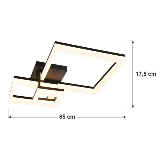 Plafoniera led 32w 3000k per corridoio moderna a triplo quadrato nera