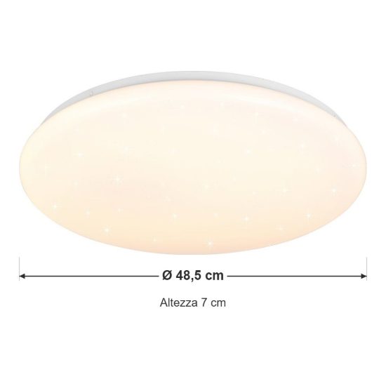 Plafoniera led 38w cct 2700k 6500k rgb con telecomando bianca effetto cielo stellato