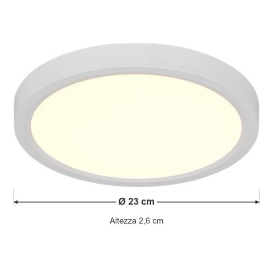 Plafoniera led 18w cct 2300k 3000k 4000k moderna rotonda bianca con fissaggio rapido