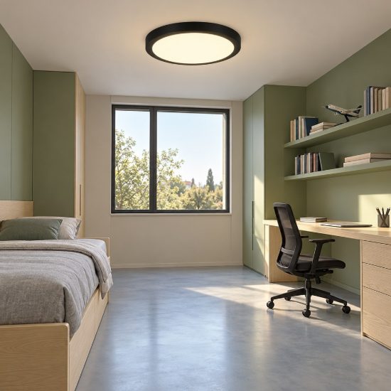 Plafoniera led 18w cct 2300k 3000k 4000k moderna rotonda nera con fissaggio rapido