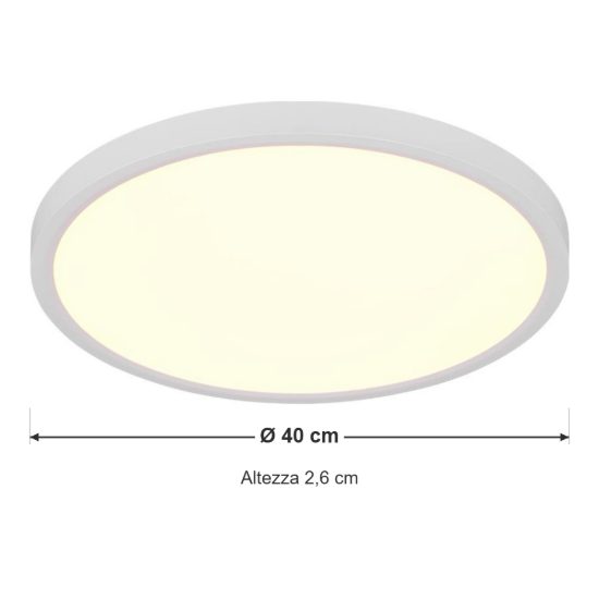 Plafoniera led 30w cct 2300k 3000k 4000k moderna rotonda bianca con fissaggio rapido
