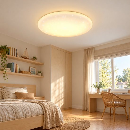 Plafoniera led 42w cct 2700k 4000k 6000k per camera da letto rotonda bianca effetto cielo stellato