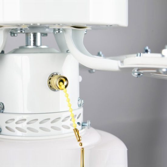 Ventilatore da soffitto con luce comando a catena bianco con 4 pale in mdf