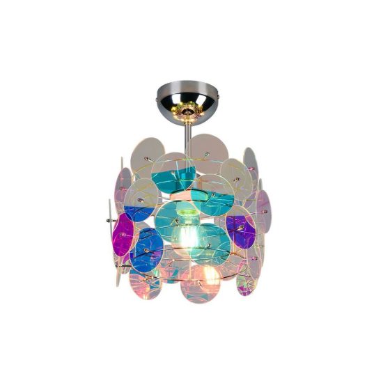 Plafoniera moderna cromo con diffusori iridescenti