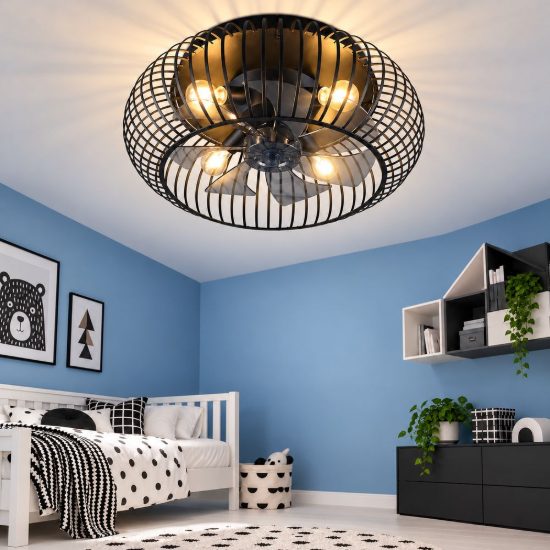 Ventilatore da soffitto con 3 luci telecomando nero