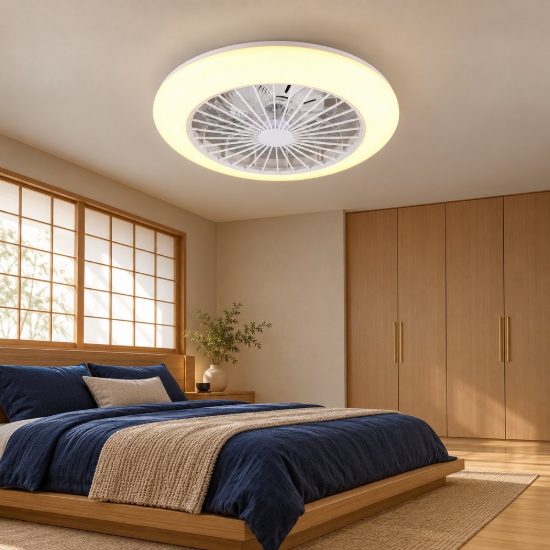Ventilatore da soffitto led 30w cct 3000k 6500k con telecomando bianco effetto cielo stellato