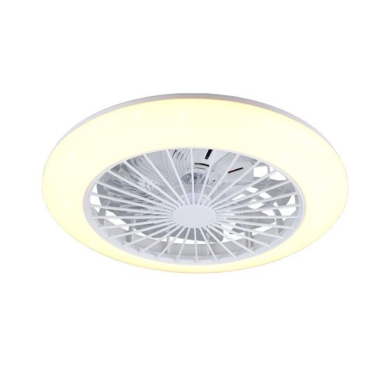 Ventilatore da soffitto led 30w cct 3000k 6500k con telecomando bianco effetto cielo stellato