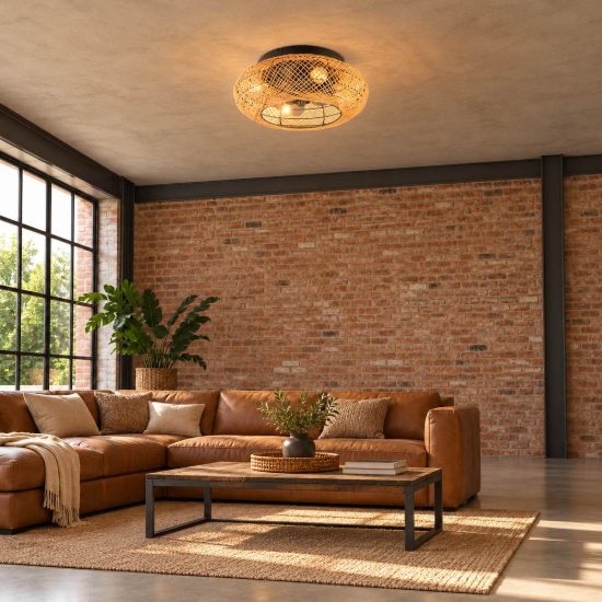 Ventilatore da soffitto con luce 4 luci con telecomando marrone con diffusore in carta