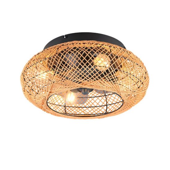 Ventilatore da soffitto con luce 4 luci con telecomando marrone con diffusore in carta