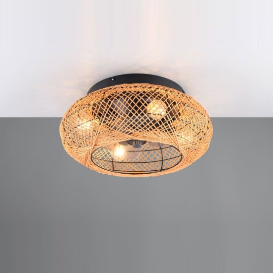 Ventilatore da soffitto con luce 4 luci con telecomando marrone con diffusore in carta