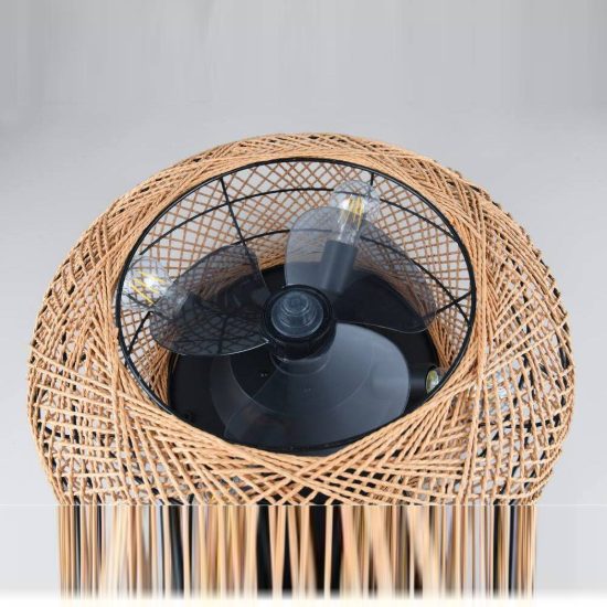 Ventilatore da soffitto con luce 4 luci con telecomando marrone con diffusore in carta