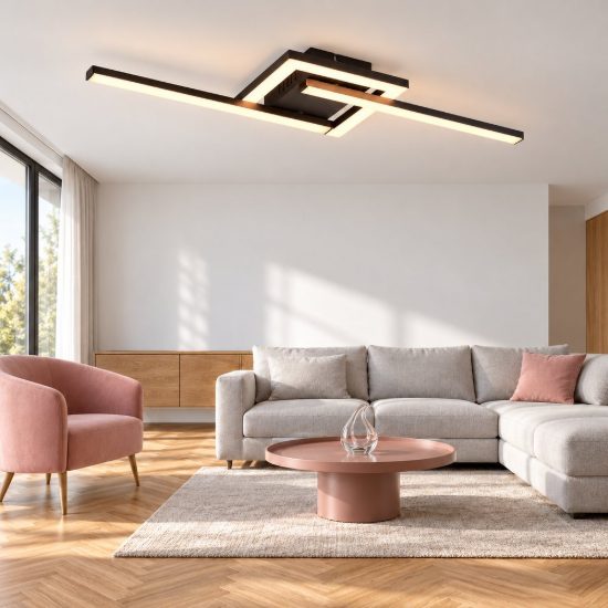 Plafoniera led 17w 3000k per corridoio moderna a elementi orientabili nera