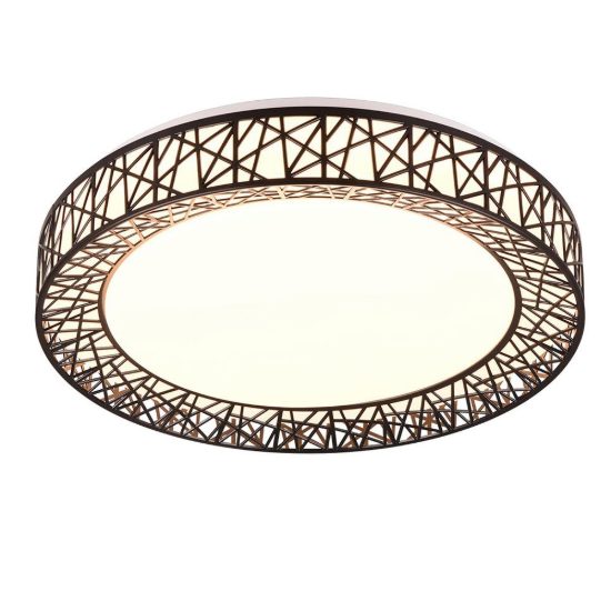 Plafoniera led 40w cct 2700k 6500k con telecomando rotonda nera con bordo lavorato