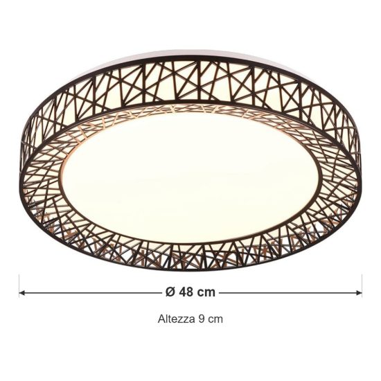 Plafoniera led 40w cct 2700k 6500k con telecomando rotonda nera con bordo lavorato