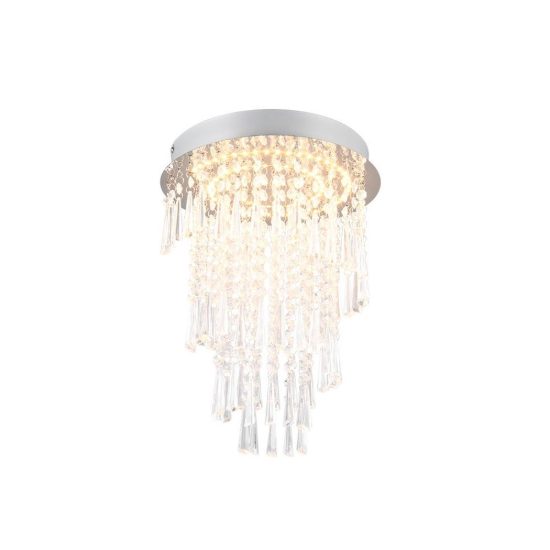 Plafoniera led 18w cct 2700k 6500k con telecomando moderna cromo con pendenti scintillanti