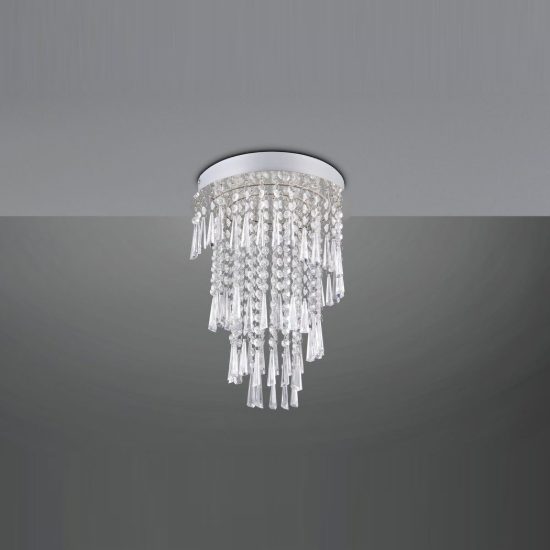 Plafoniera led 18w cct 2700k 6500k con telecomando moderna cromo con pendenti scintillanti