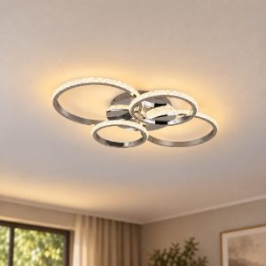Plafoniera led 27w 4000k a moduli orientabili cromo con diffusori effetto cristallo