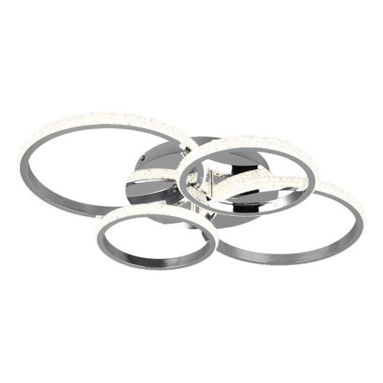Plafoniera led 27w 4000k a moduli orientabili cromo con diffusori effetto cristallo