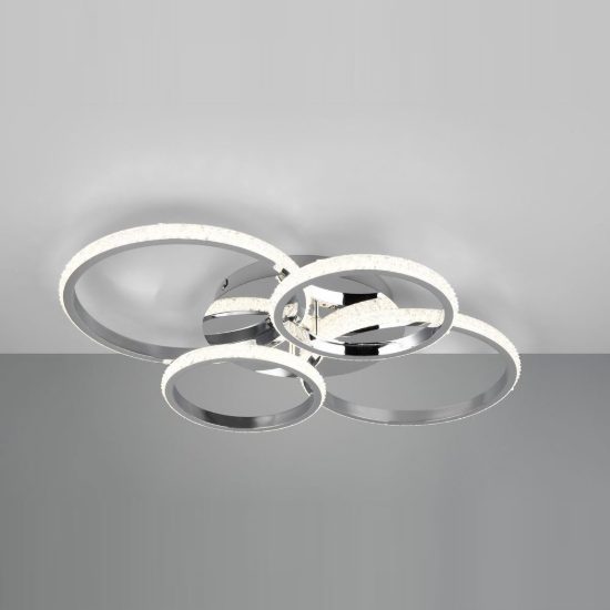 Plafoniera led 27w 4000k a moduli orientabili cromo con diffusori effetto cristallo