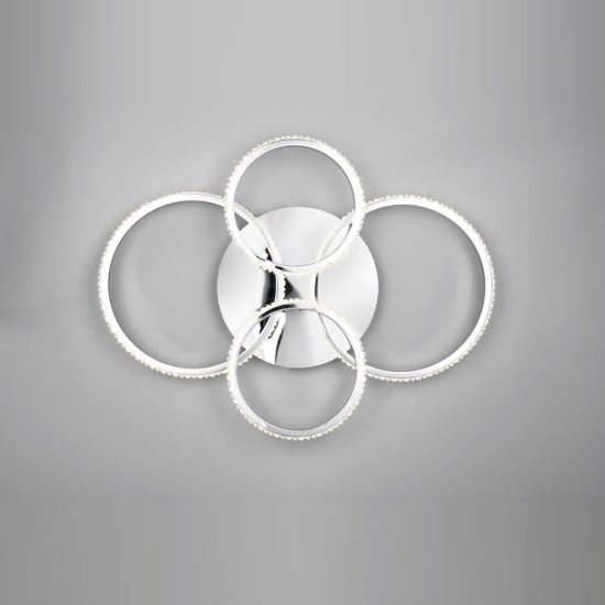Plafoniera led 27w 4000k a moduli orientabili cromo con diffusori effetto cristallo