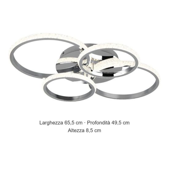 Plafoniera led 27w 4000k a moduli orientabili cromo con diffusori effetto cristallo