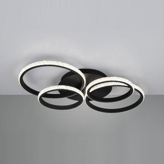Plafoniera led 27w 4000k a moduli orientabili nera con diffusori effetto cristallo