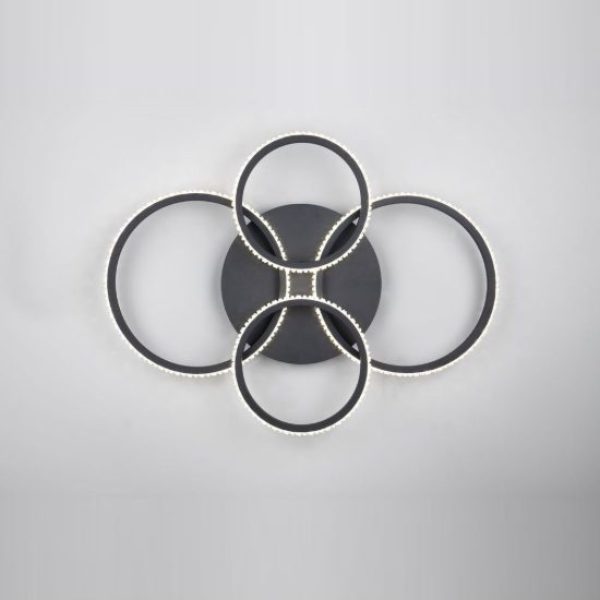 Plafoniera led 27w 4000k a moduli orientabili nera con diffusori effetto cristallo