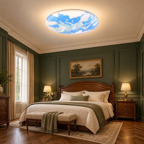Plafoniera led 15w 3000k ip44 moderna rotonda multicolore con decoro mappamondo