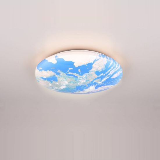 Plafoniera led 15w 3000k ip44 moderna rotonda multicolore con decoro mappamondo