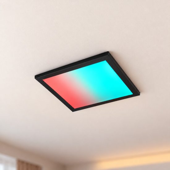 Plafoniera led 13w cct 2700k 6500k rgb con telecomando quadrata con bordo nero