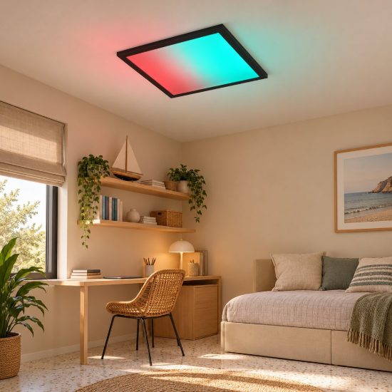 Plafoniera led 13w cct 2700k 6500k rgb con telecomando quadrata con bordo nero