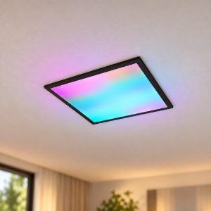 Plafoniera led 18w cct 2700k 6500k rgb con telecomando quadrata con bordo nero