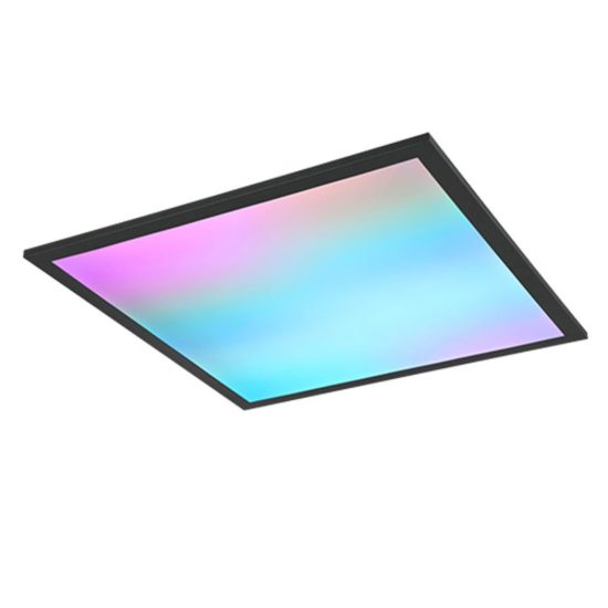 Plafoniera led 18w cct 2700k 6500k rgb con telecomando quadrata con bordo nero