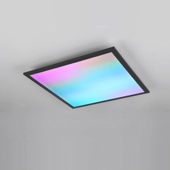Plafoniera led 18w cct 2700k 6500k rgb con telecomando quadrata con bordo nero