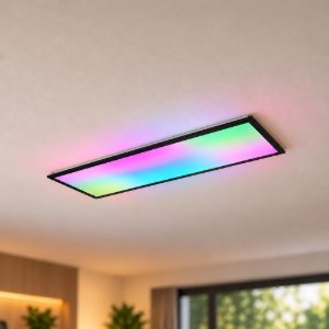 Plafoniera piccola led 31w cct 2700k 6500k rgb con telecomando rettangolare con bordo nero